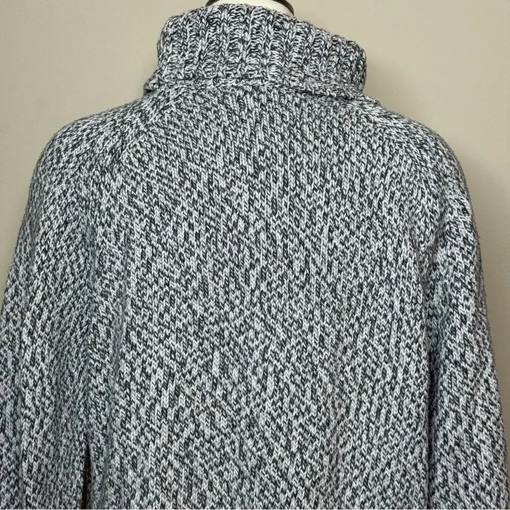 Eddie Bauer Cotton Grey Black Chunky Knit Turtleneck Sweater Size S - Picture 4 of 6